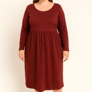 Chic Long Sleeve Maroon Dress